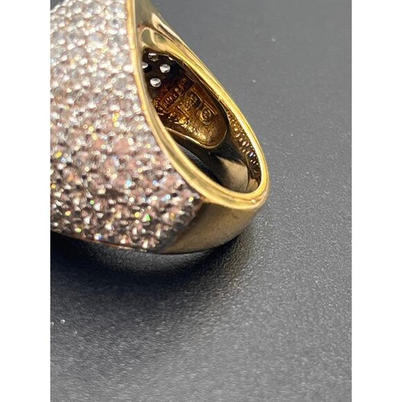 Designer Sterling Silver Vermeil Cubic Zirconia Cocktail Dome Ring Sz 6.5 - Picture 8 of 15